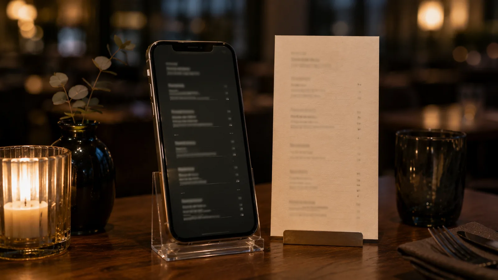 QR menu and printed menu side by side — the 2026 regulation requires their content to match exactly